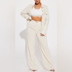Fashion Nova Reese Linen Pant Set - Oatmeal